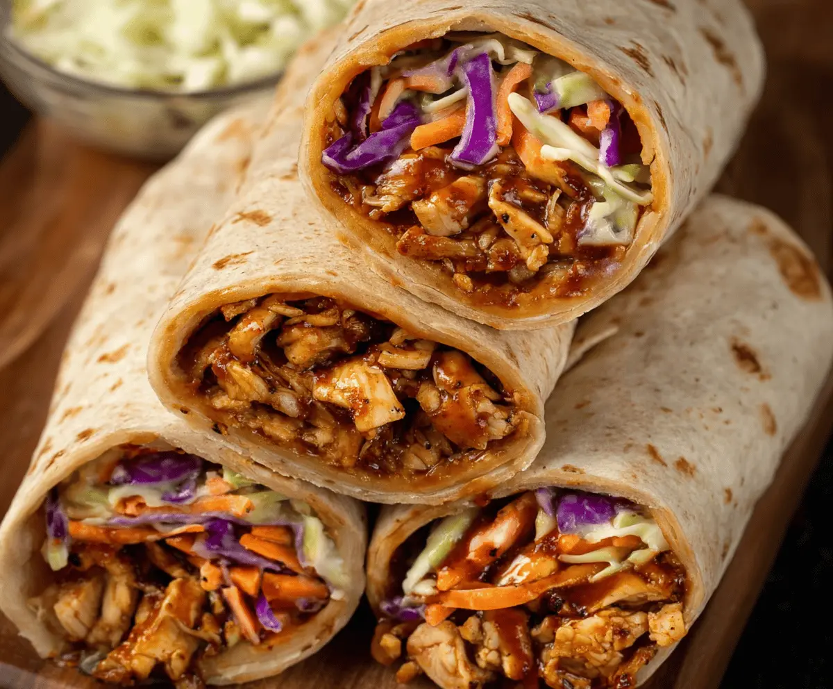 BBQ Chicken Coleslaw Wraps