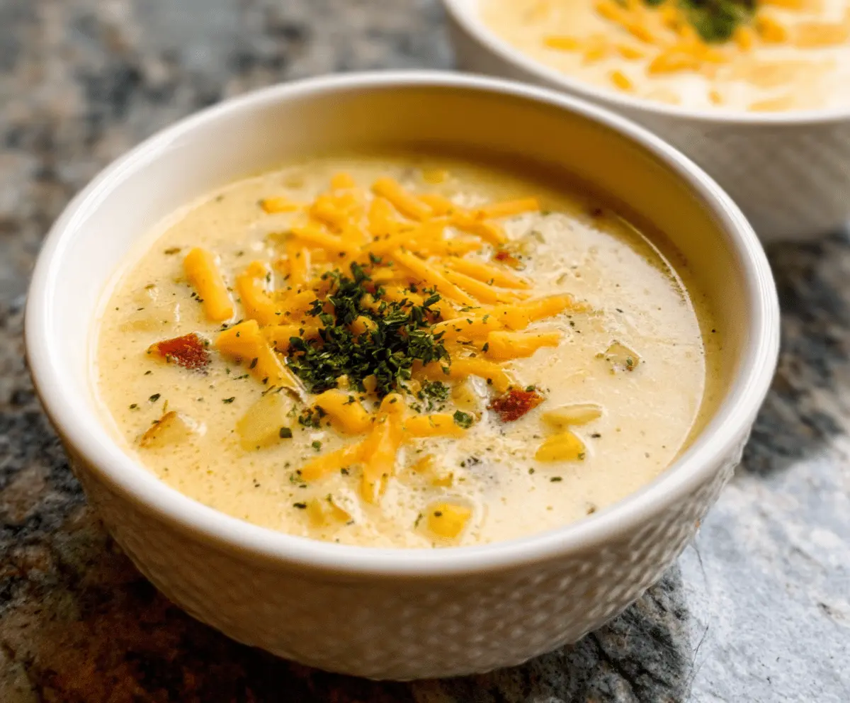 Cheddar Garlic Herb Potato Soup