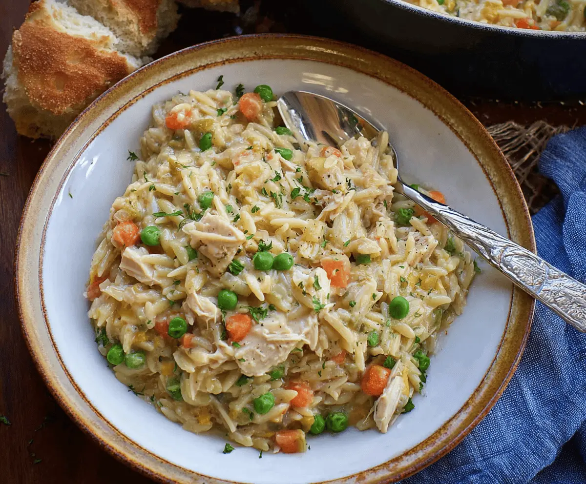 Cozy Chicken Pot Pie Orzo Recipe – Easy Comfort Food