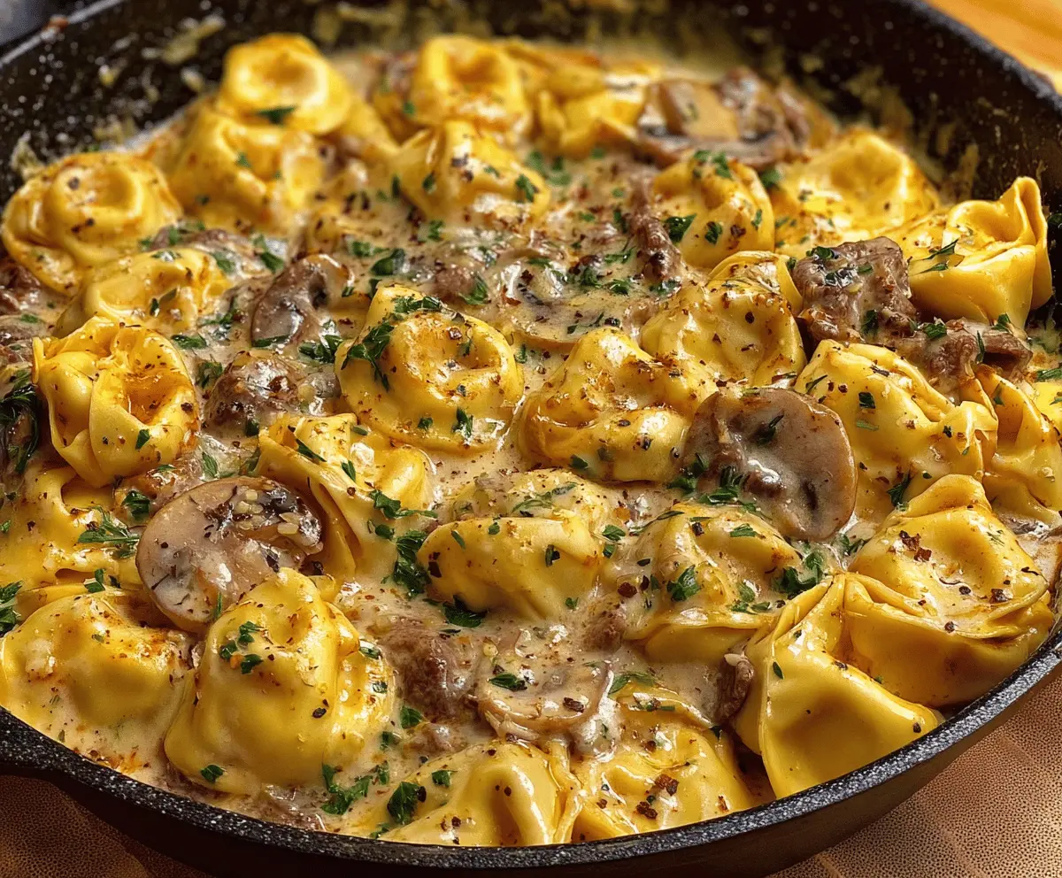 Creamy Cheesesteak Tortellini in Provolone Sauce