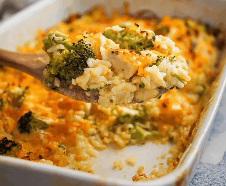 Creamy Chicken Broccoli Rice Cheese Casserole