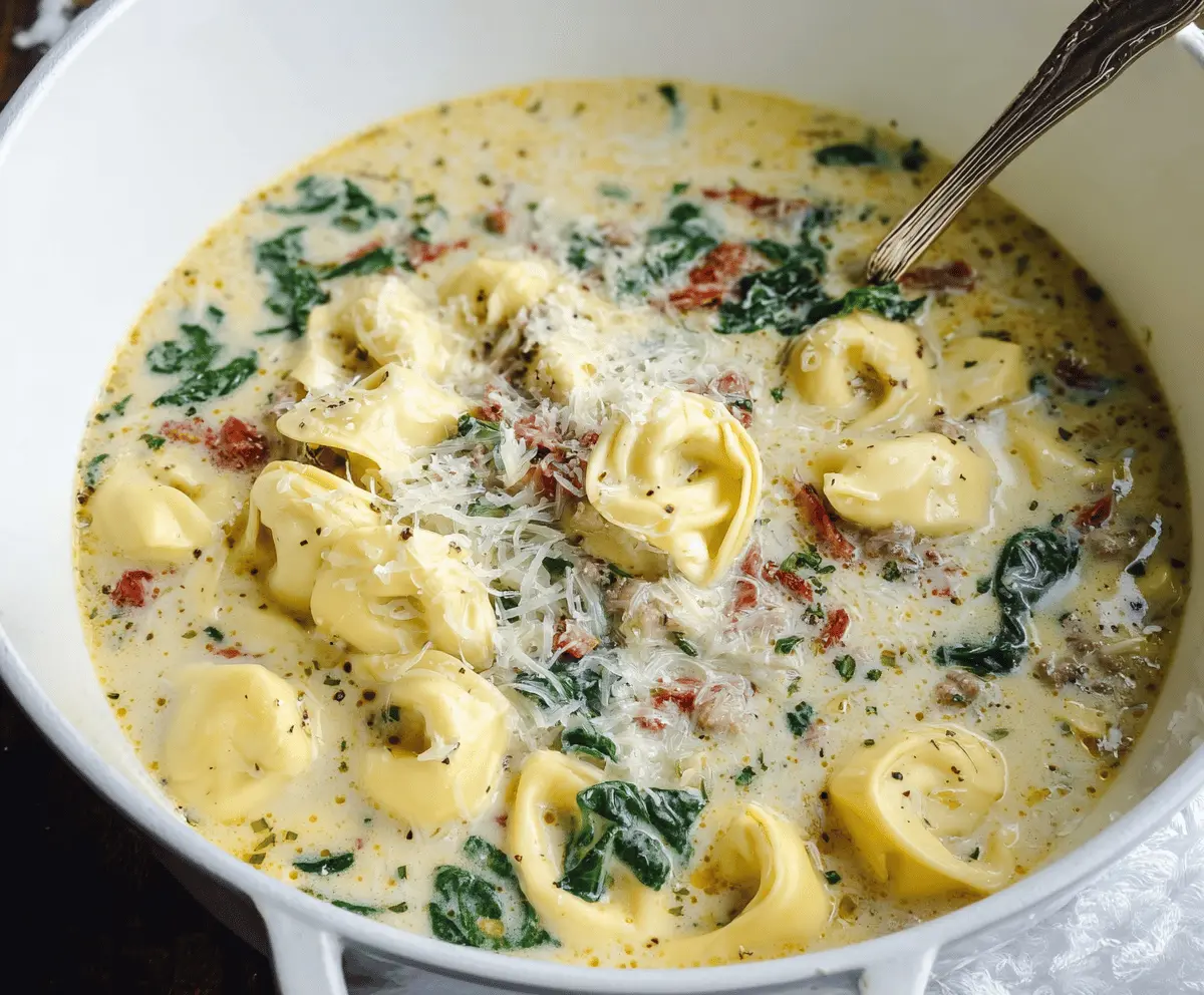 Creamy Tuscan Garlic Tortellini Soup