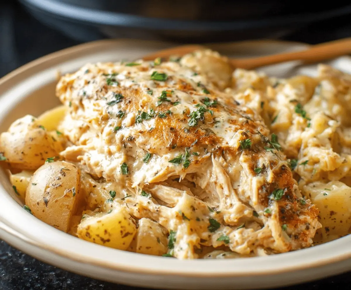 Garlic Parmesan Crockpot Chicken and Potatoes