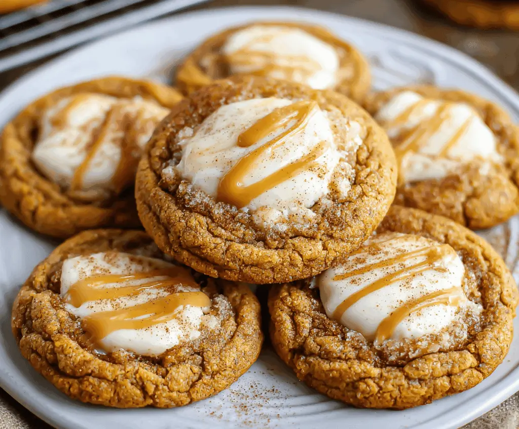 Delicious homemade pumpkin cheesecake cookies topped with cream cheese frosting and sprinkles, perfect for fall dessert cravings