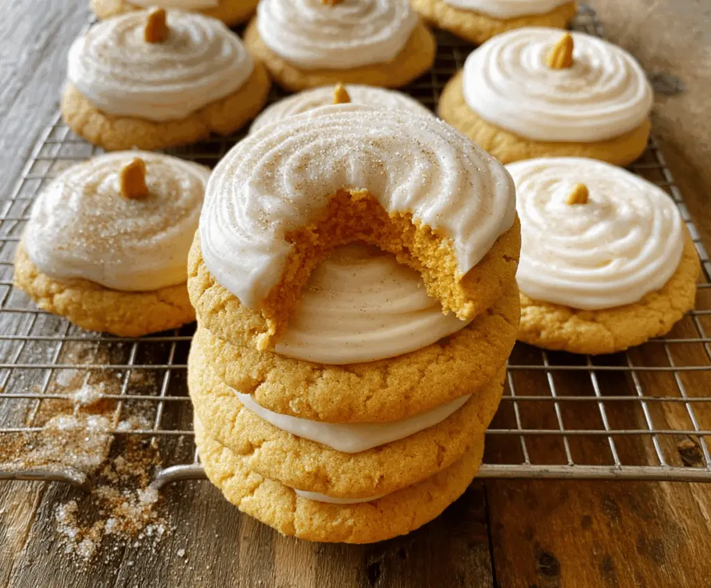 Delicious homemade pumpkin spice sugar cookies decorated with festive icing, perfect for fall desserts and holiday treats