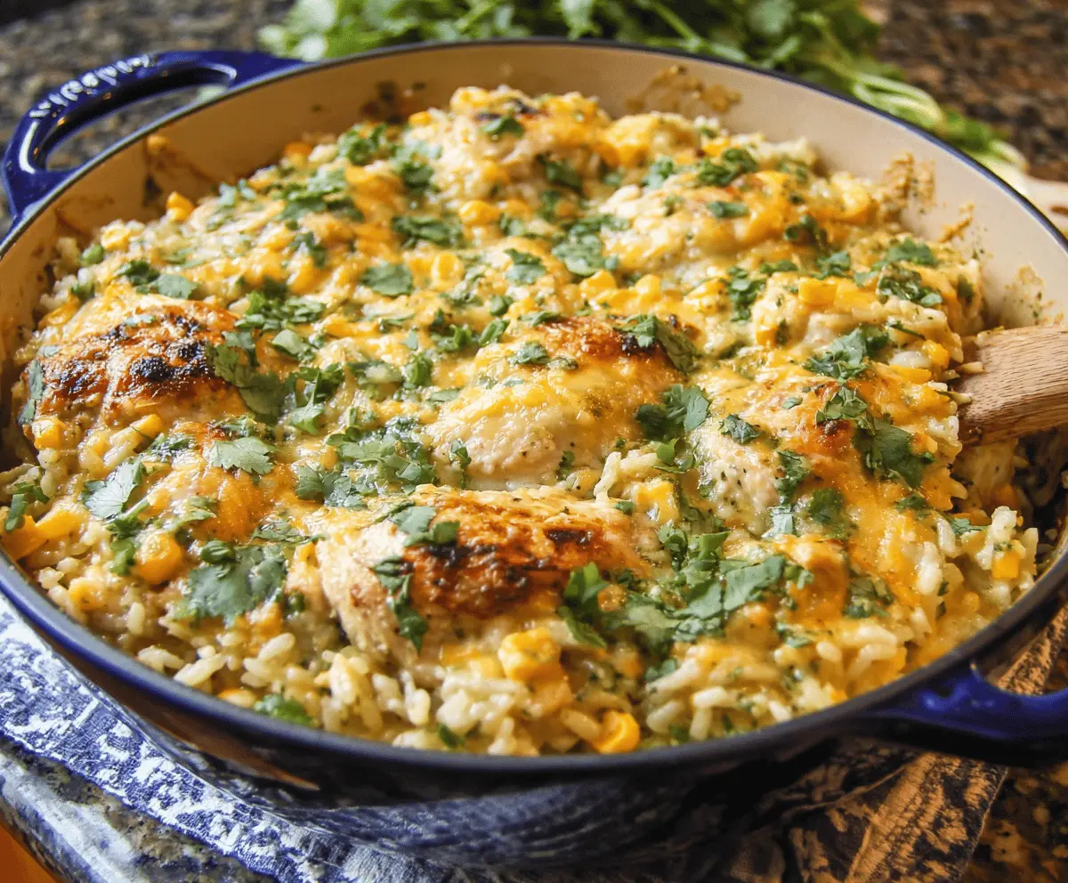 Salsa Verde Chicken and Rice Casserole