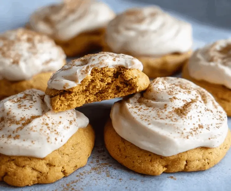Soft Pumpkin Cookies with Cinnamon Frosting