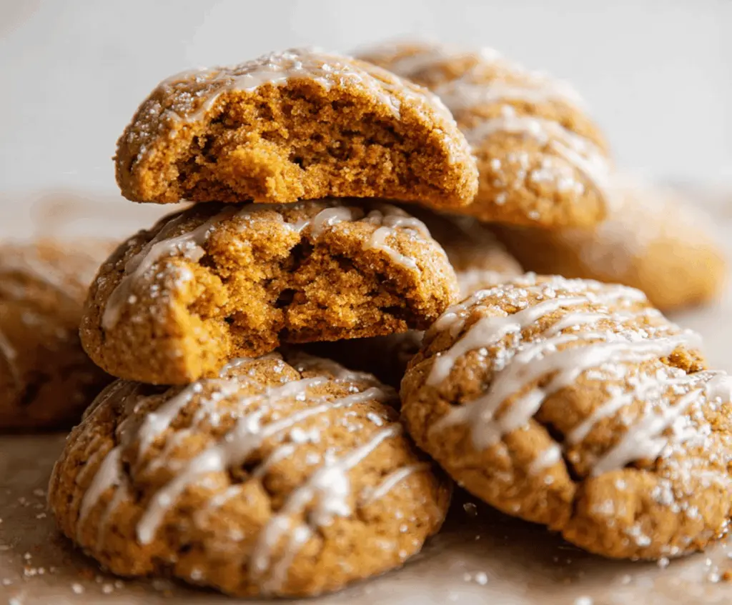 Delicious soft pumpkin pie cookies with cinnamon and nutmeg, perfect for fall desserts