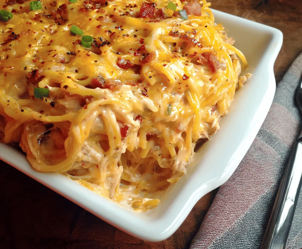 Spicy Southern Chicken Spaghetti Casserole Recipe—Easy & Delicious