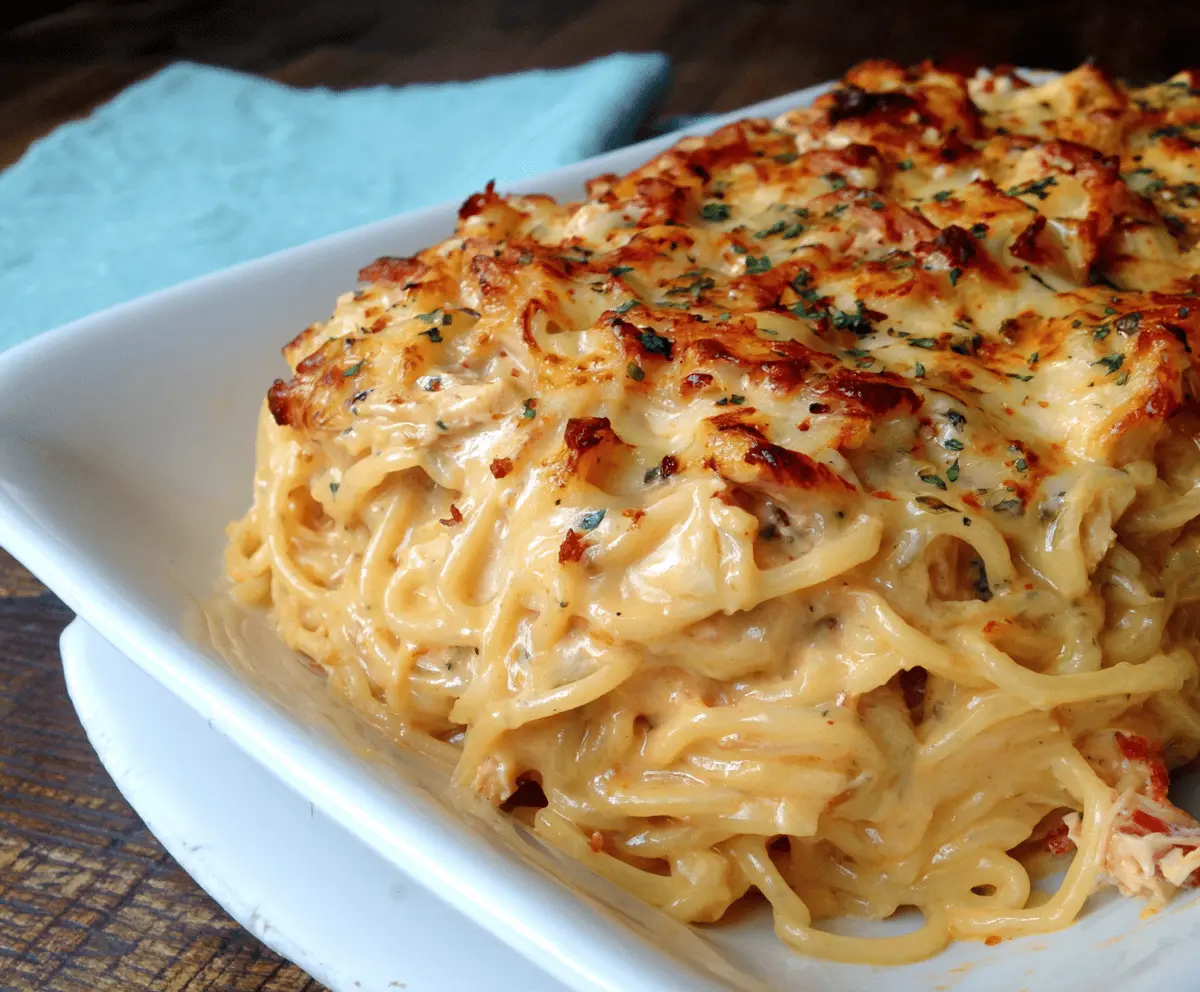 Spicy Southern Chicken Spaghetti Casserole Recipe—Easy & Delicious