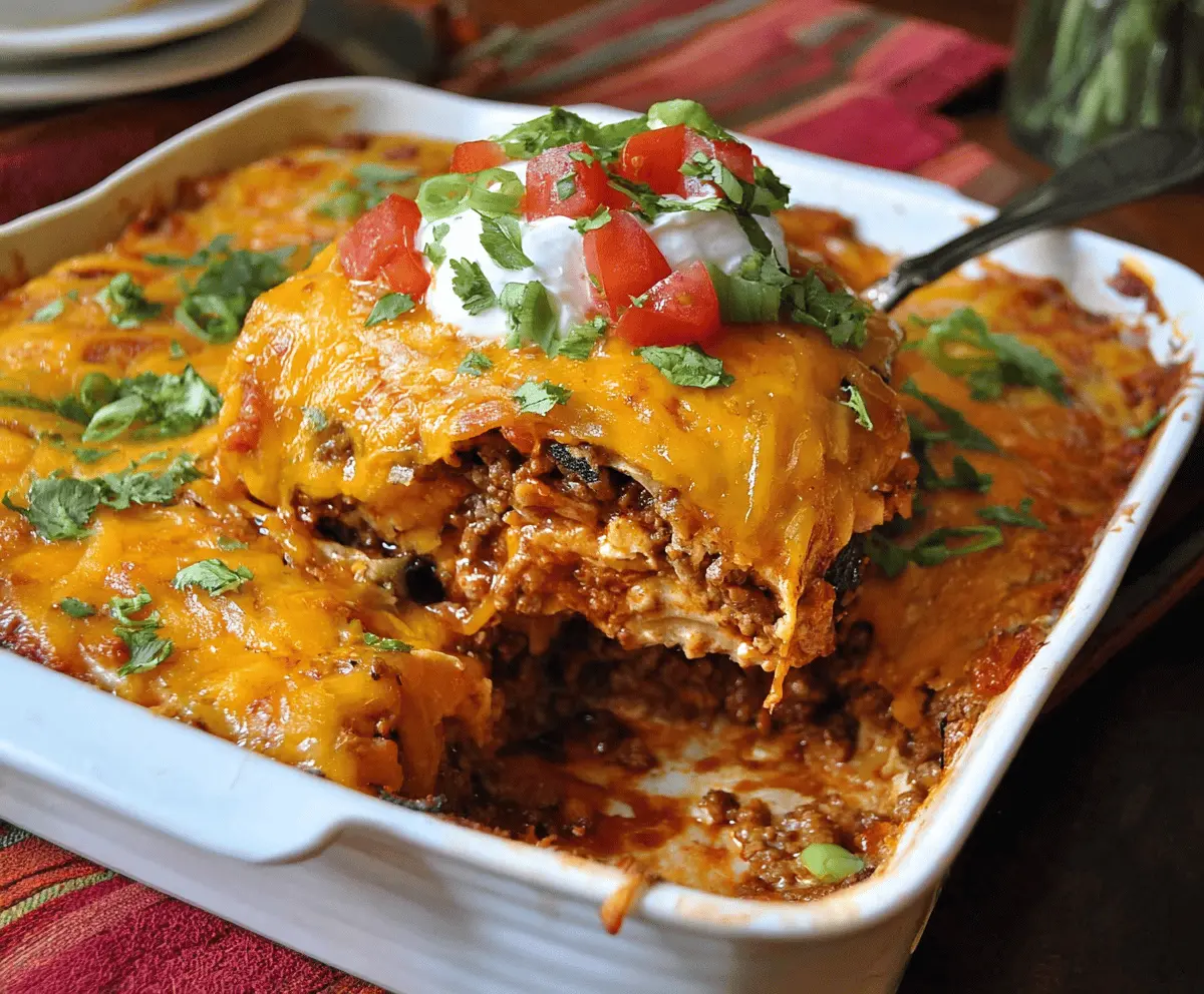 The BEST Beef Enchilada Casserole