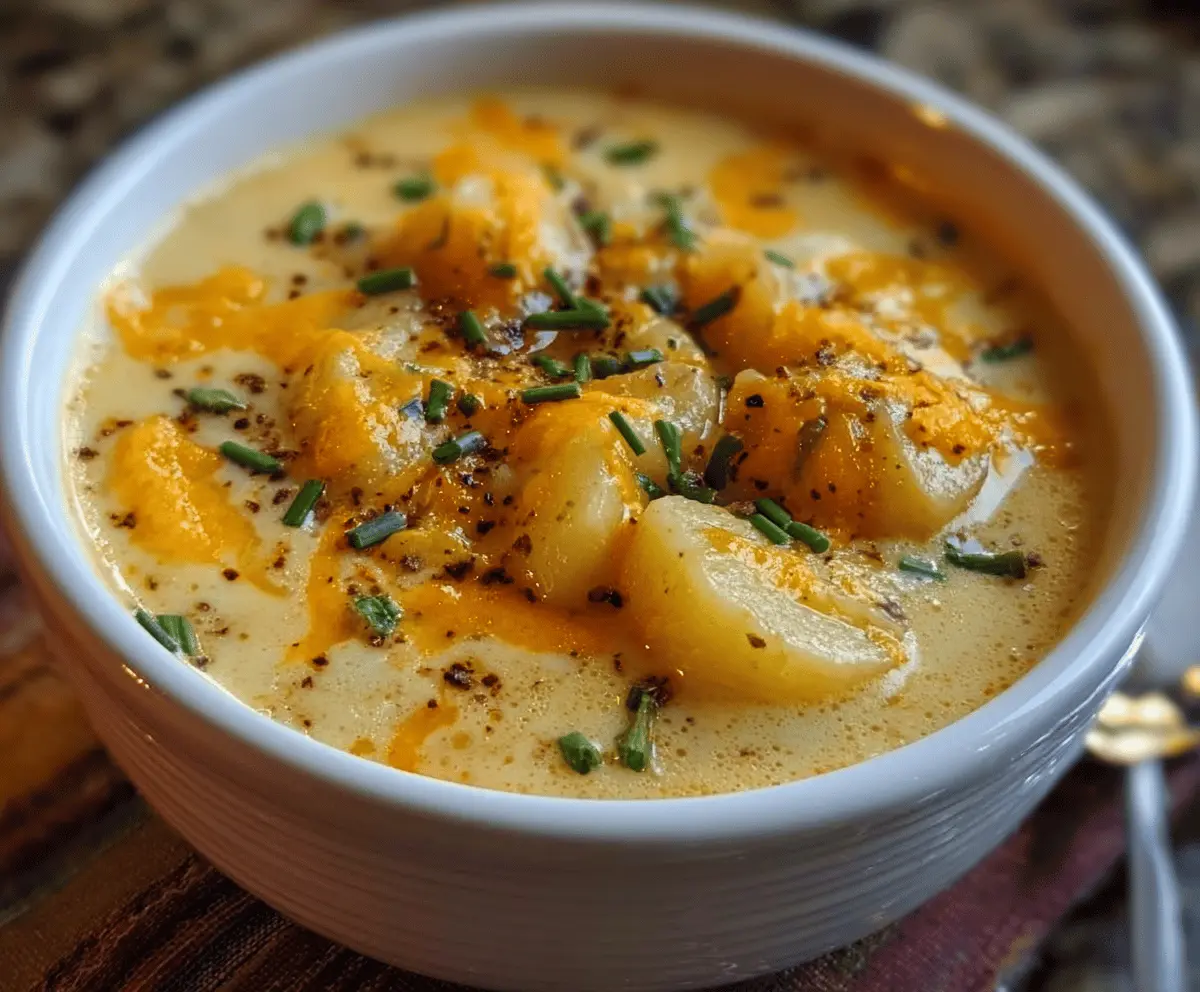Creamy Cheddar Garlic Herb Potato Soup Recipe