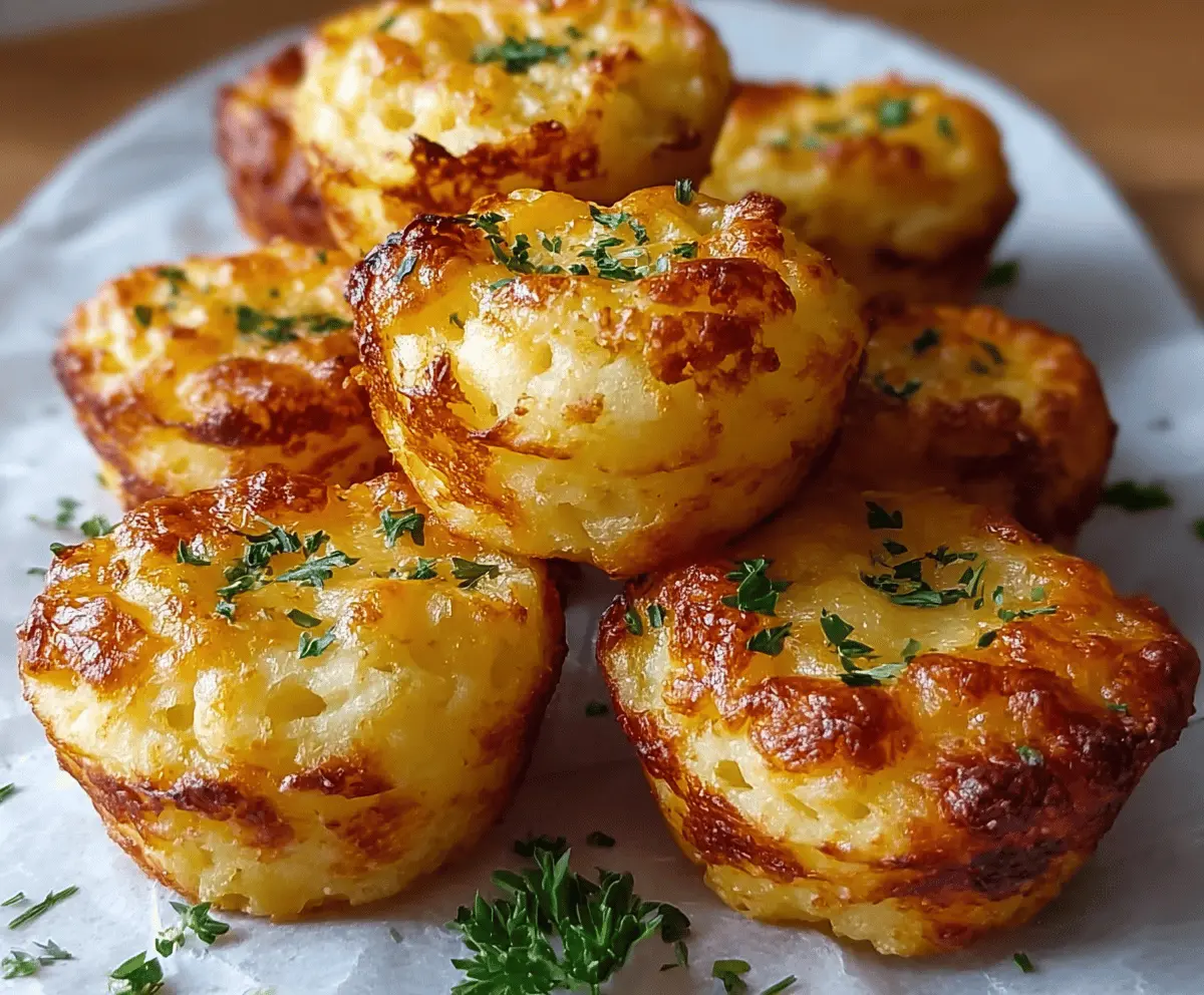 Creamy cheesy mashed potato puffs topped with melted cheese, perfect as a savory snack or appetizer