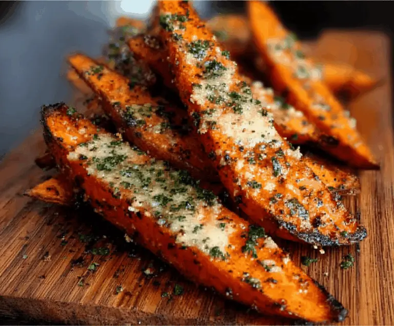 Garlic Parmesan Sweet Potato Wedges