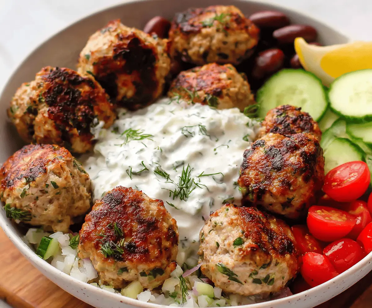 Easy Greek Turkey Meatballs with Tzatziki