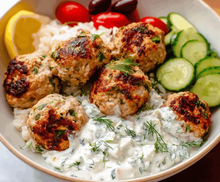 Greek Turkey Meatballs with Tzatziki