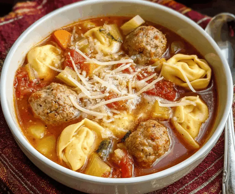Meatball Soup With Cheese Tortellini