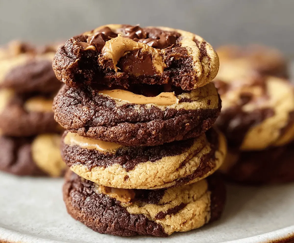 Delicious Peanut Butter Brownie Swirl Cookies with a rich, fudgy brownie and creamy peanut butter swirl on a baking sheet