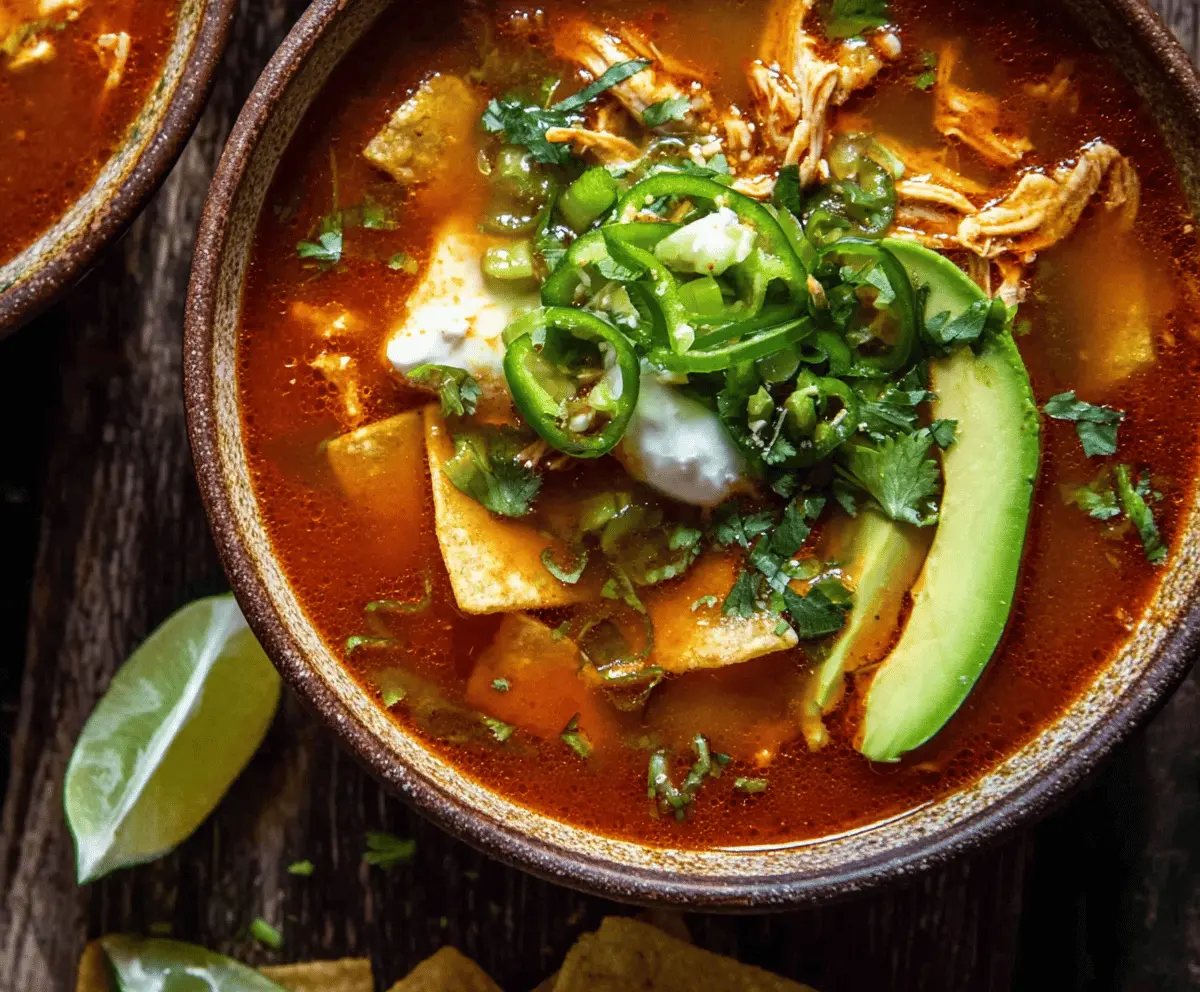Easy Poblano Chicken Tortilla Soup Recipe