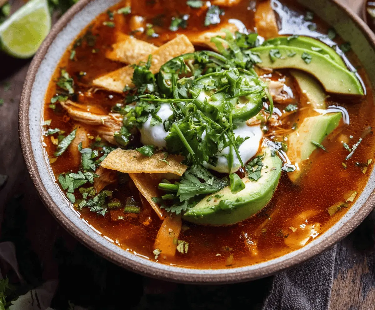 Easy Poblano Chicken Tortilla Soup Recipe