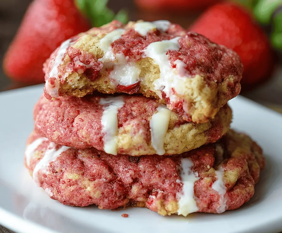 Delicious strawberry cheesecake cookies with a creamy, fruity filling and cookie crust, perfect for dessert or snack time.