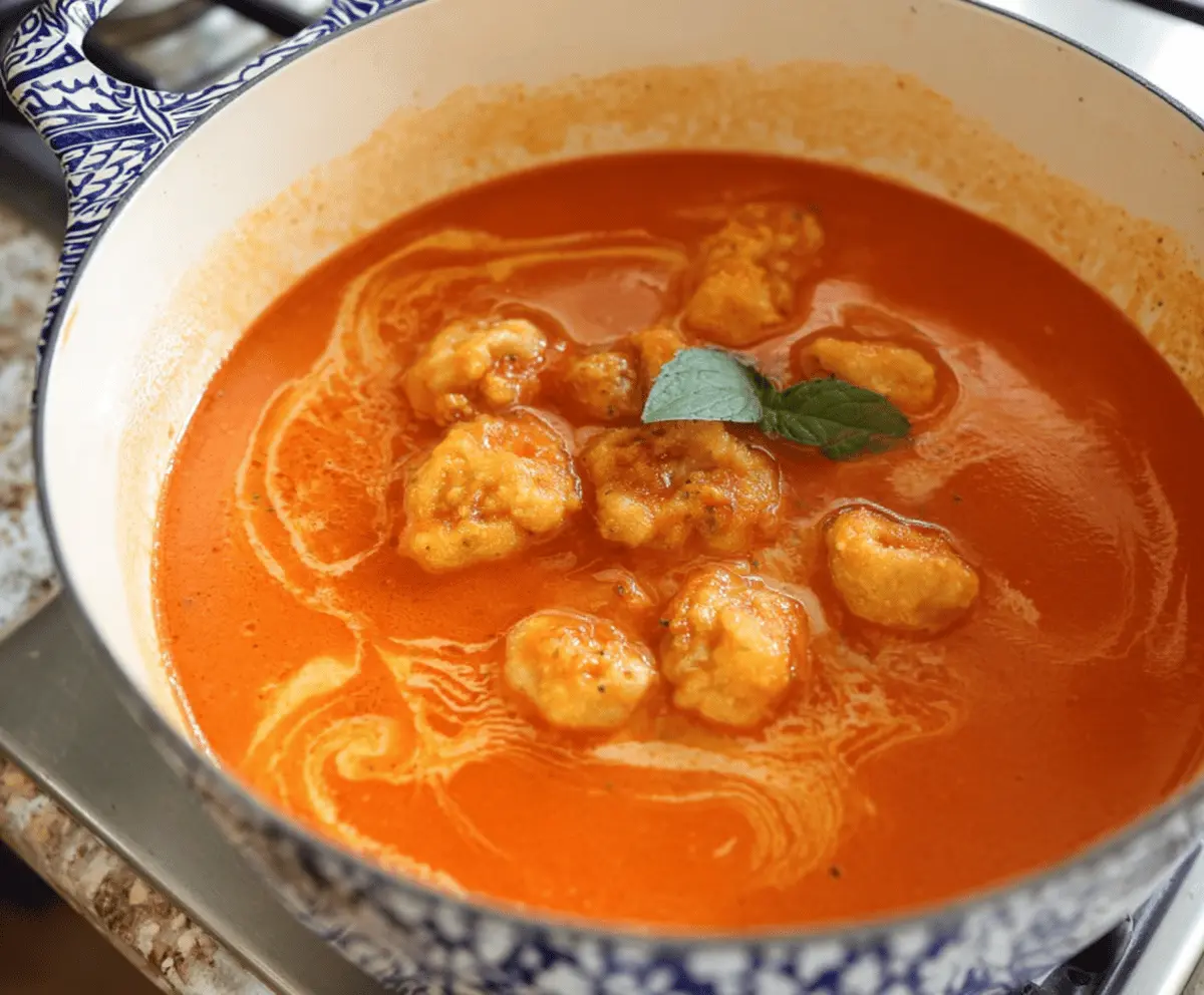 Creamy Tomato Soup with Cheesy Dumplings Recipe