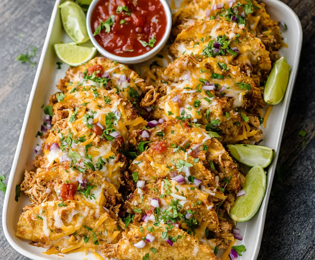 Delicious mini baked chicken tacos on a plate, perfect for a quick 20-minute meal