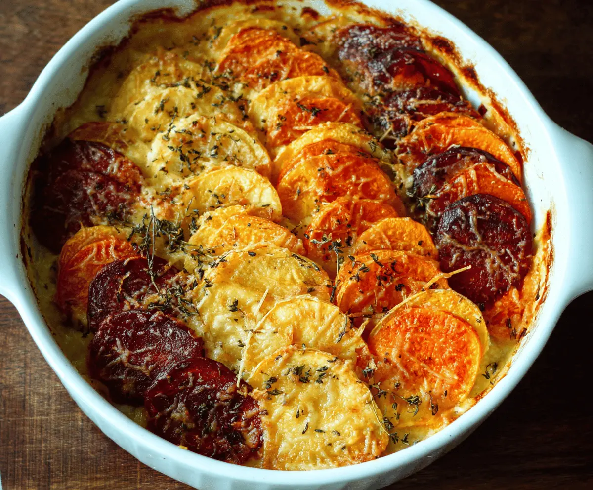 Easy Cheesy Root Vegetable Gratin