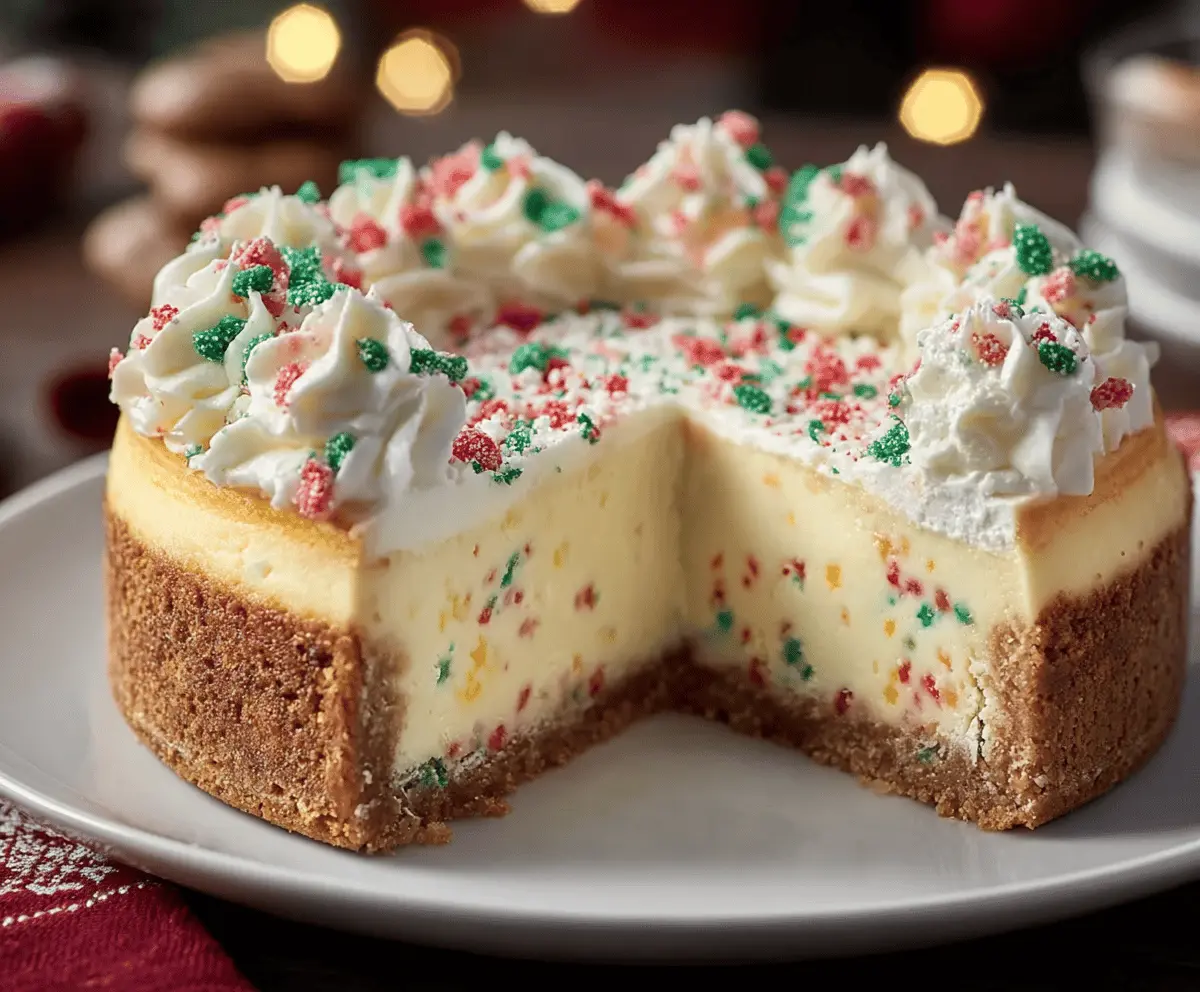 Easy Christmas Sugar Cookie Cheesecake
