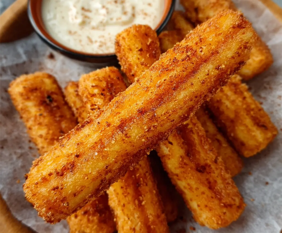 Crispy Hungarian Potato Cheese Sticks, a delicious snack with golden crust and cheesy filling