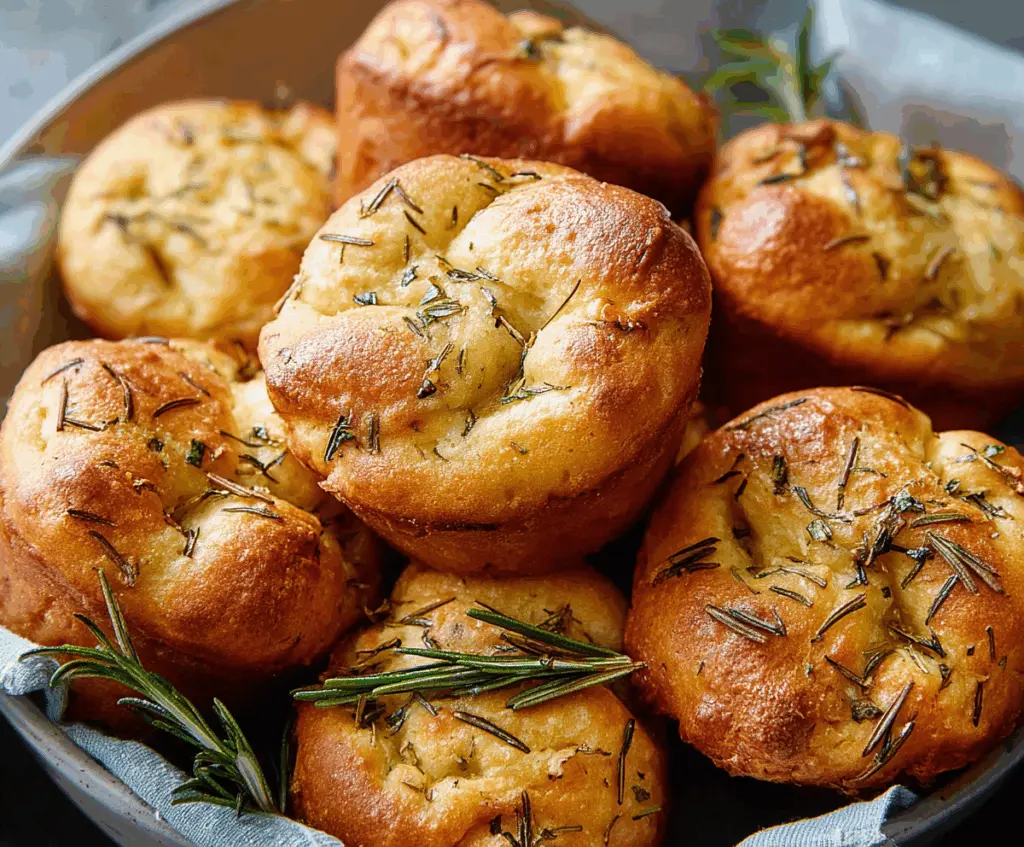 Easy Garlic Rosemary Focaccia Muffins