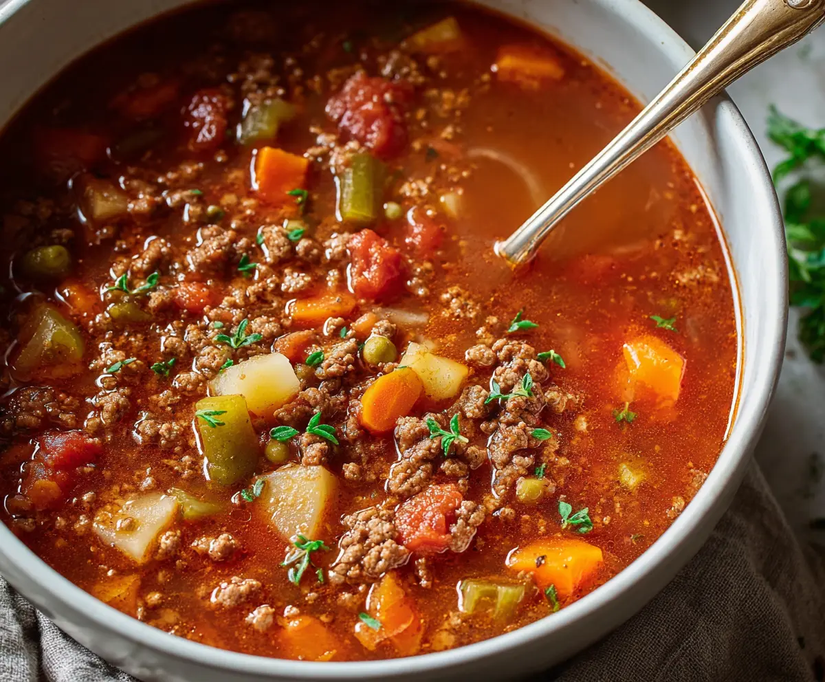 Classic Old Fashioned Hamburger Soup