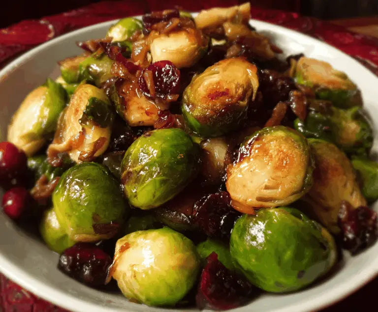 Orange Maple Glazed Brussels Sprouts with Cranberries