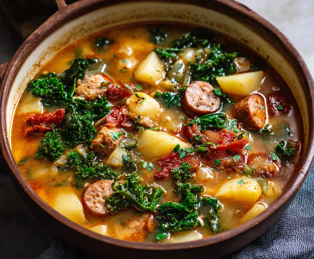 Smoky Sausage Soup with Kale & Potatoes