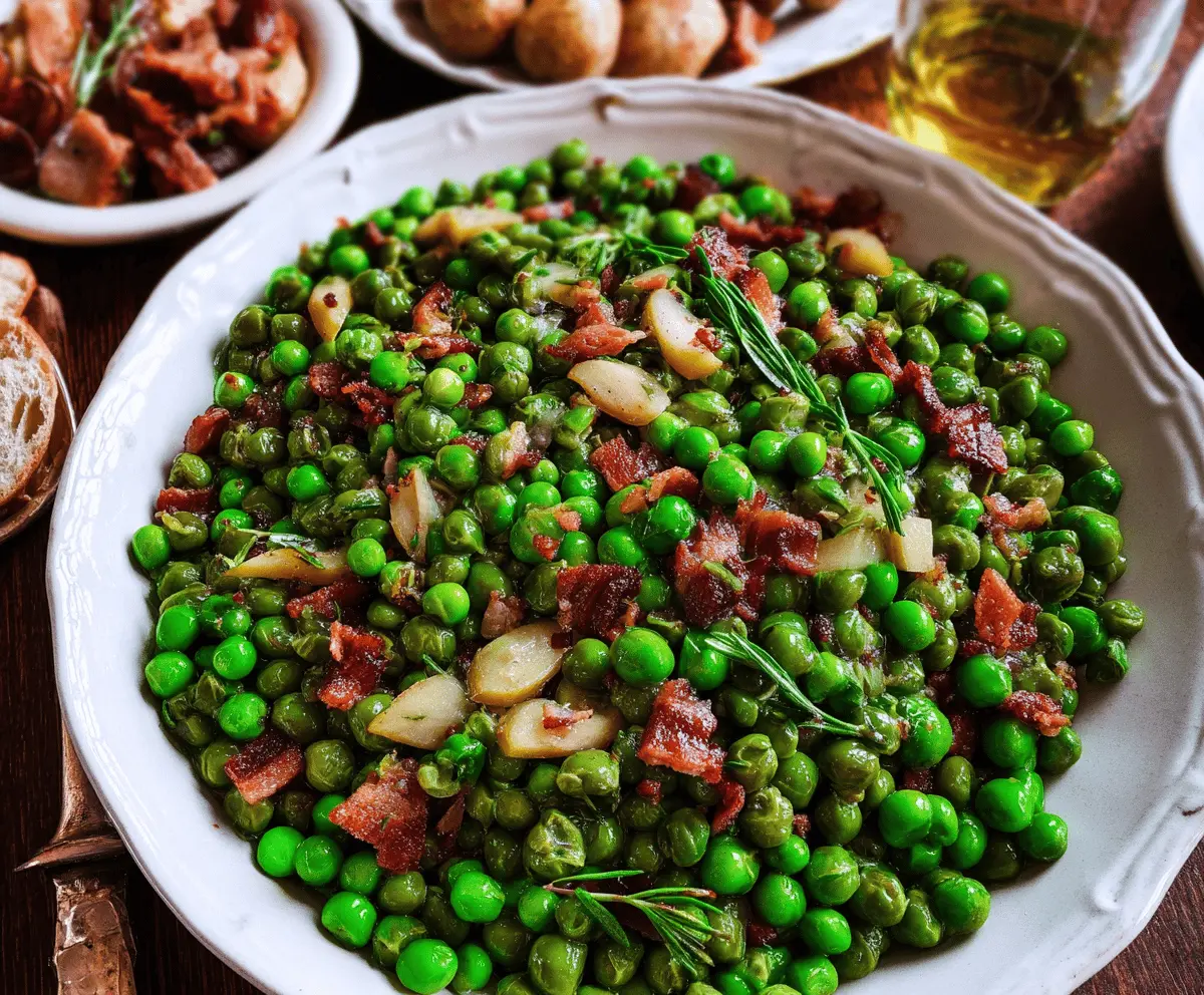 Thanksgiving Peas with Pear & Pancetta