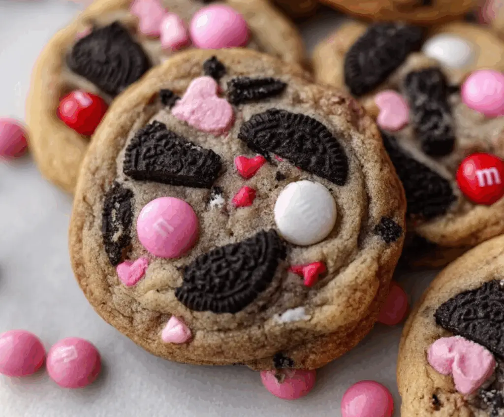 Valentine’s day Oreo M&m’s cookies