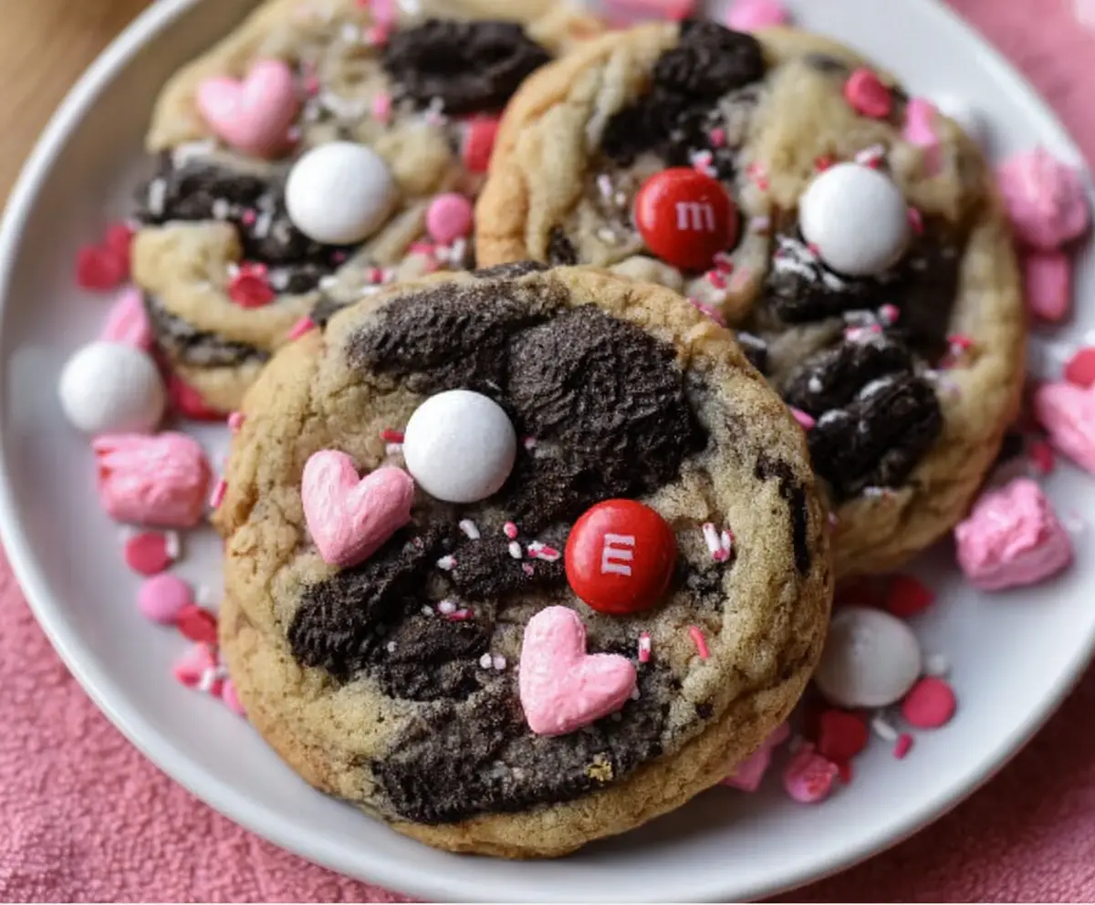 Easy Valentine Oreo M&M Cookies