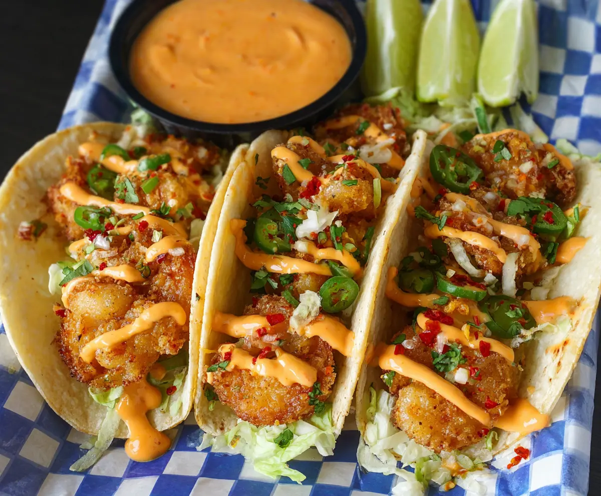 Easy Air Fryer Bang Bang Shrimp Tacos