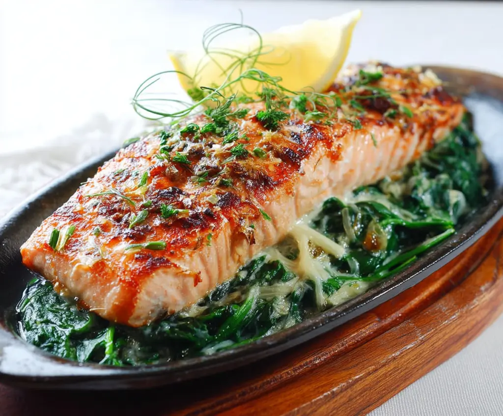 Baked Salmon With Spinach