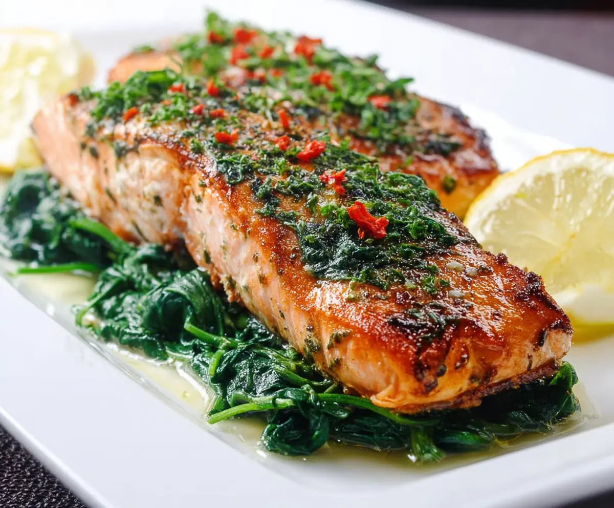 Easy Baked Salmon with Spinach