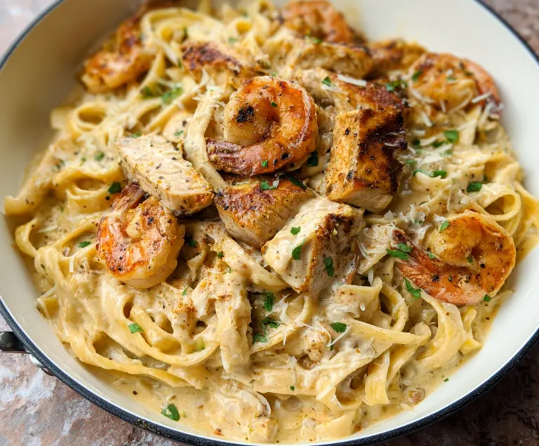 Cajun Chicken and Shrimp Alfredo