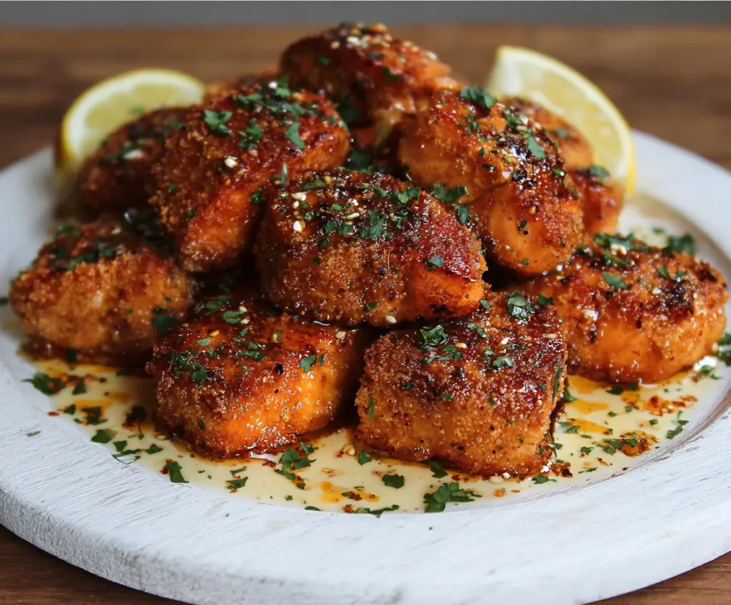 Crispy Honey Garlic Salmon Bites