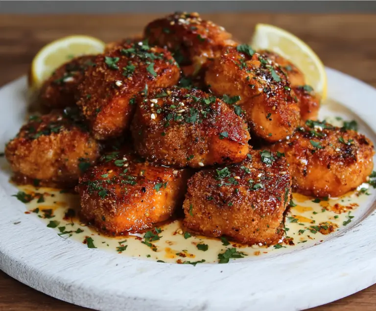 Crispy Honey Garlic Salmon Bites