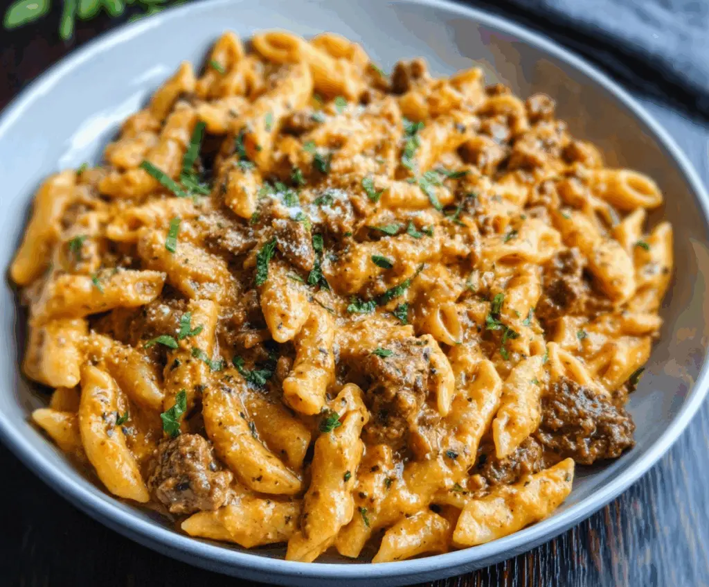 Easy High Protein Creamy Beef Pasta Recipe