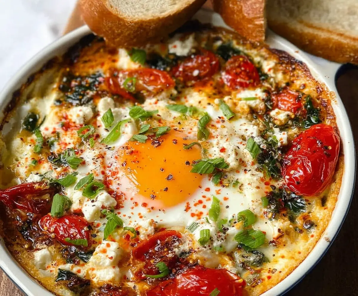 Easy Mediterranean Baked Feta Eggs