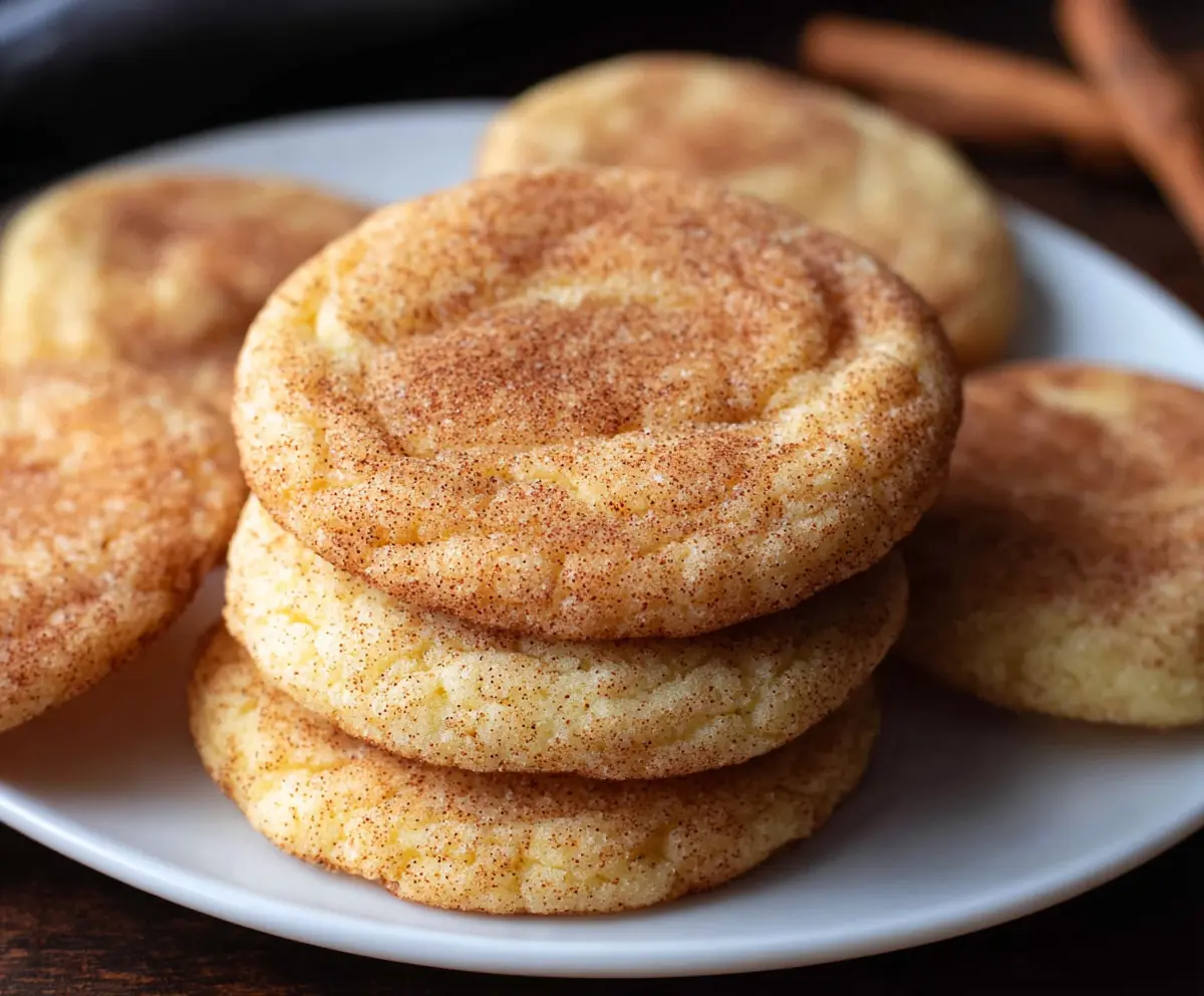 Delicious homemade snickerdoodle cookies with cinnamon sugar coating.
