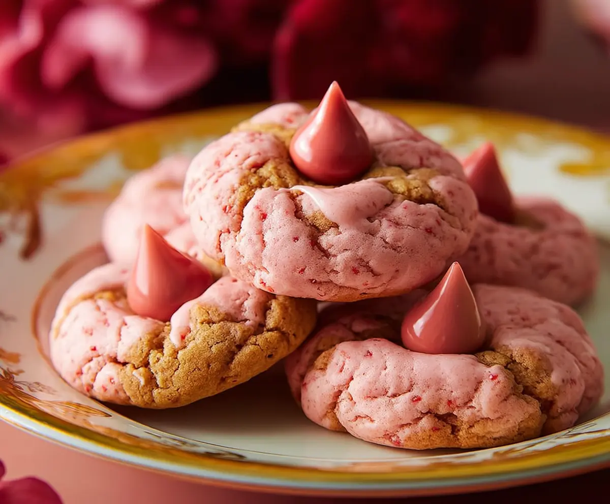 Strawberry Kiss Valentine Cookies