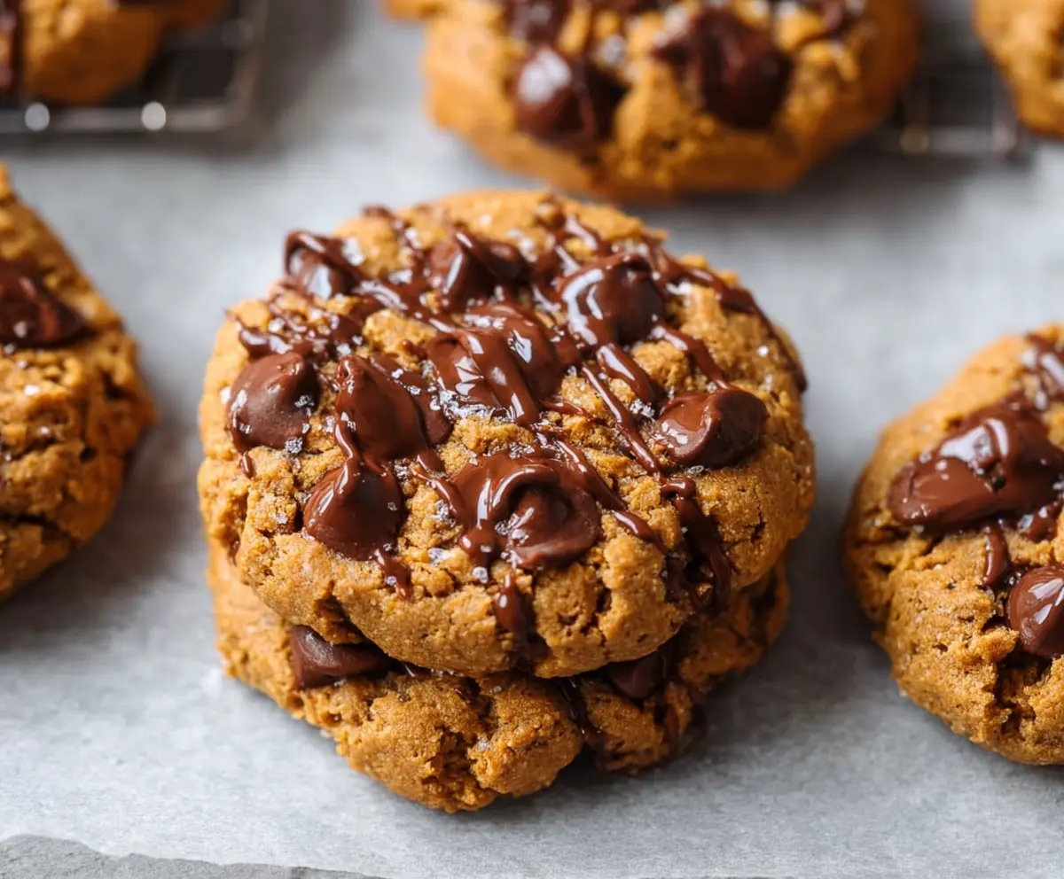Delicious homemade protein cookies with just 4 ingredients on a wooden table.
