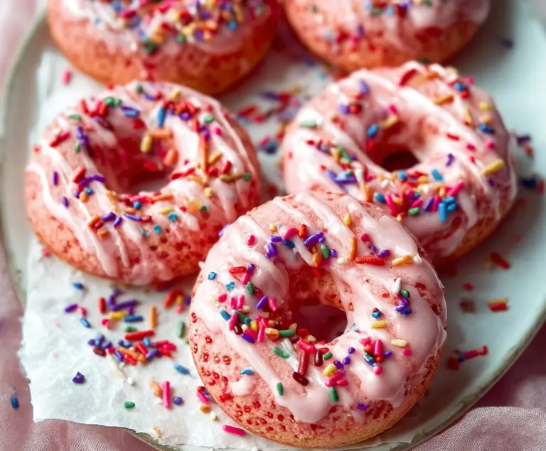 Valentine’s Day Donuts, Strawberry Donuts
